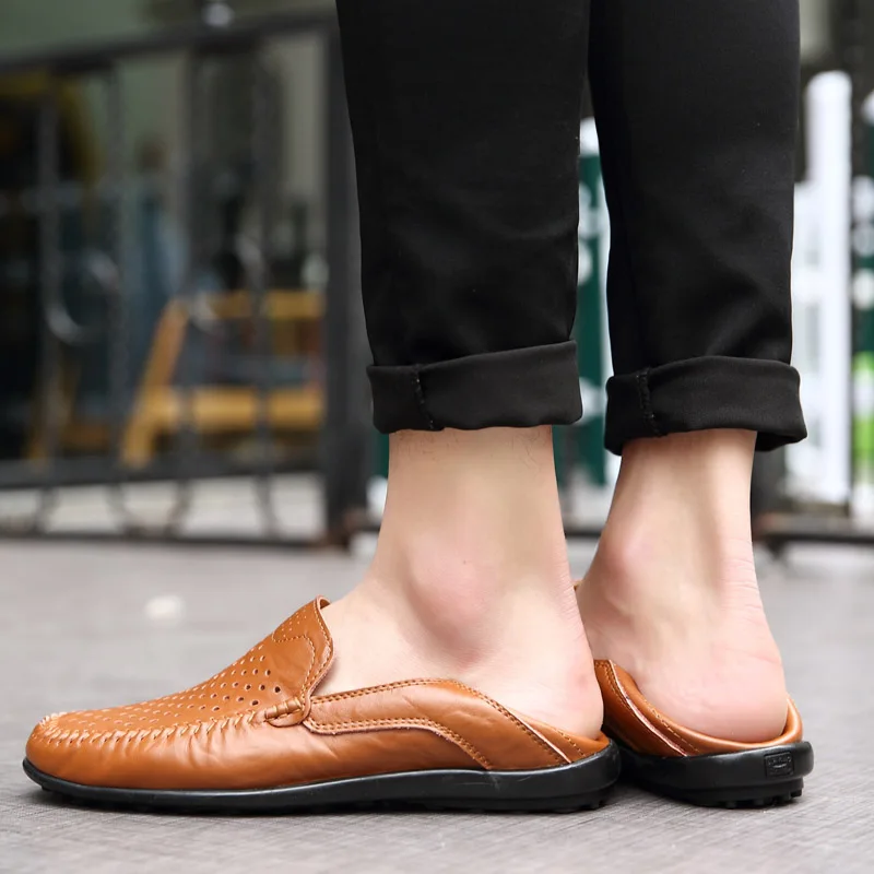 2018 Man Casual Shoes Black Brown Driving for Male Spring Summer Loafers Flat PU Leather Breathable Retro | Обувь