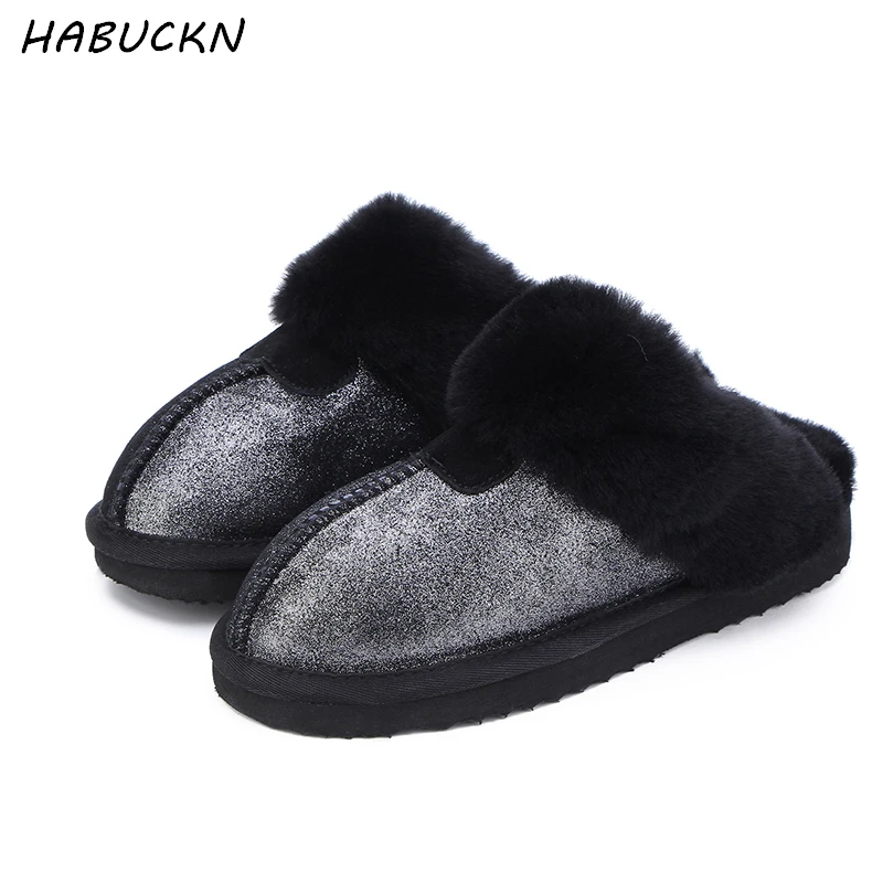 HABUCKN/модная теплая женская обувь; тапочки с натуральным мехом; домашняя обувь; зимние замшевые тапочки; женская домашняя обувь; шерстяные тапочки