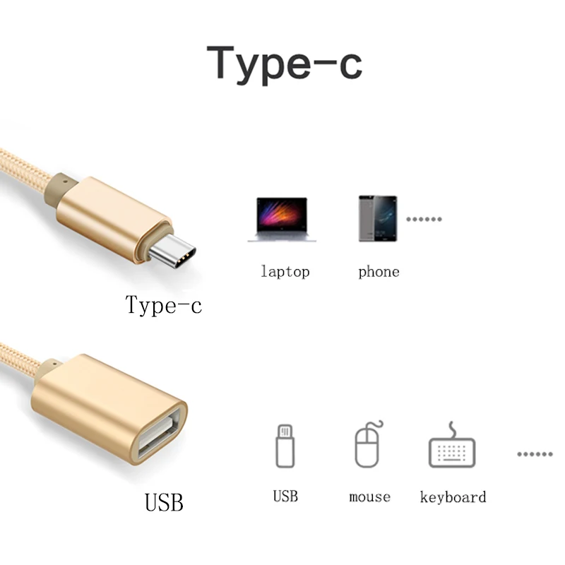 Кабель OTG с разъемом USB Type c и штекером C адаптер для Macbook Samsung S8 Plus Note 8 кабель otg Nexus 5X