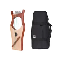 wh01 10 string wooden lyre harp nylon strings rosewood topboard rubber wood backboard string instrument with carry bag