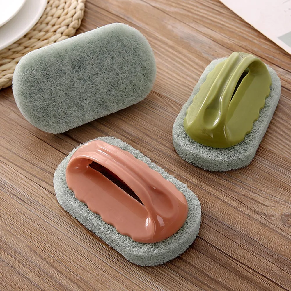 

Brush Kitchen Wall Glass Cleaning Sponge Tile Cleaner Handle Bathtub Bathroom