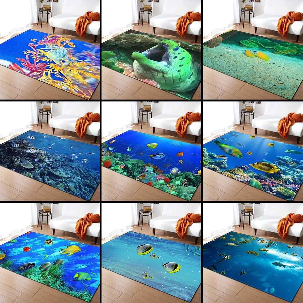 3D подводный мир ковер для гостиной домашний текстиль коврики мягкий фланелевый