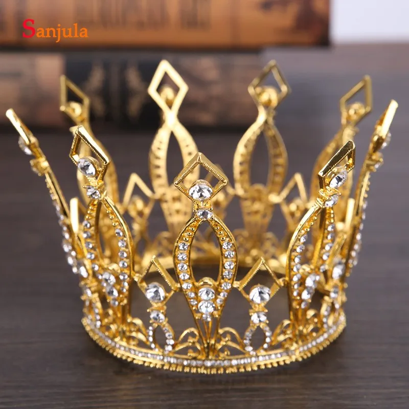 Золотые королевские короны круглые хрустальные диадемы винтажный стиль высокое