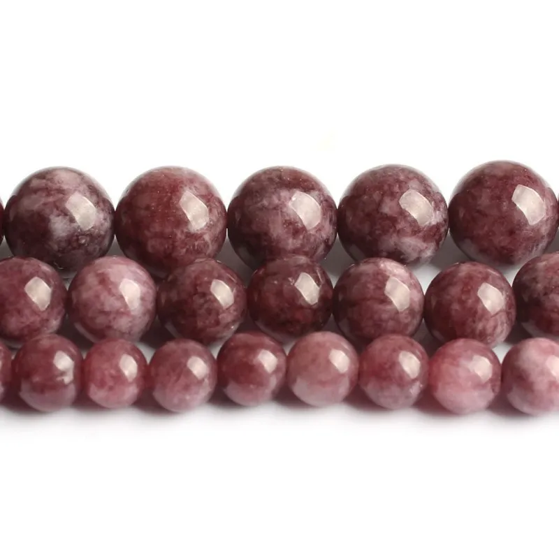 Натуральный камень Бусины Lepidolite круглые свободные драгоценные камни бусины для самостоятельного изготовления ювелирных изделий Шарм браслет ожерелье 4 6 8 10 12 мм 15''