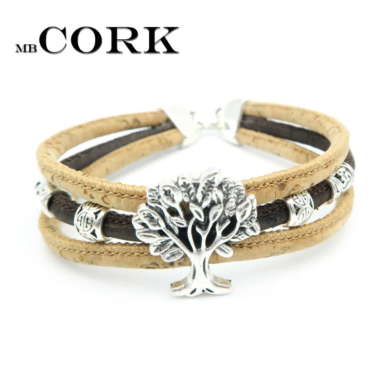 MB Cork life of tree браслет из пробки для женщин натуральный винтажный ручной работы