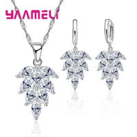 925 sterling silver earring and necklace jewelry set for women gift fashion pendants leaf wedding bridal jewellery sets