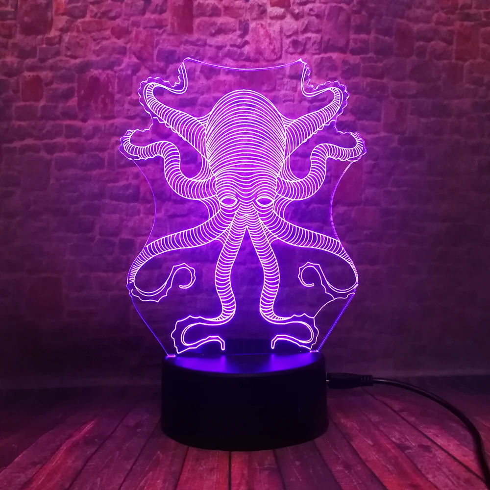 Новый 3D подводный мир рыбы акулы осьминог Кит 7 видов цветов изменение ночного