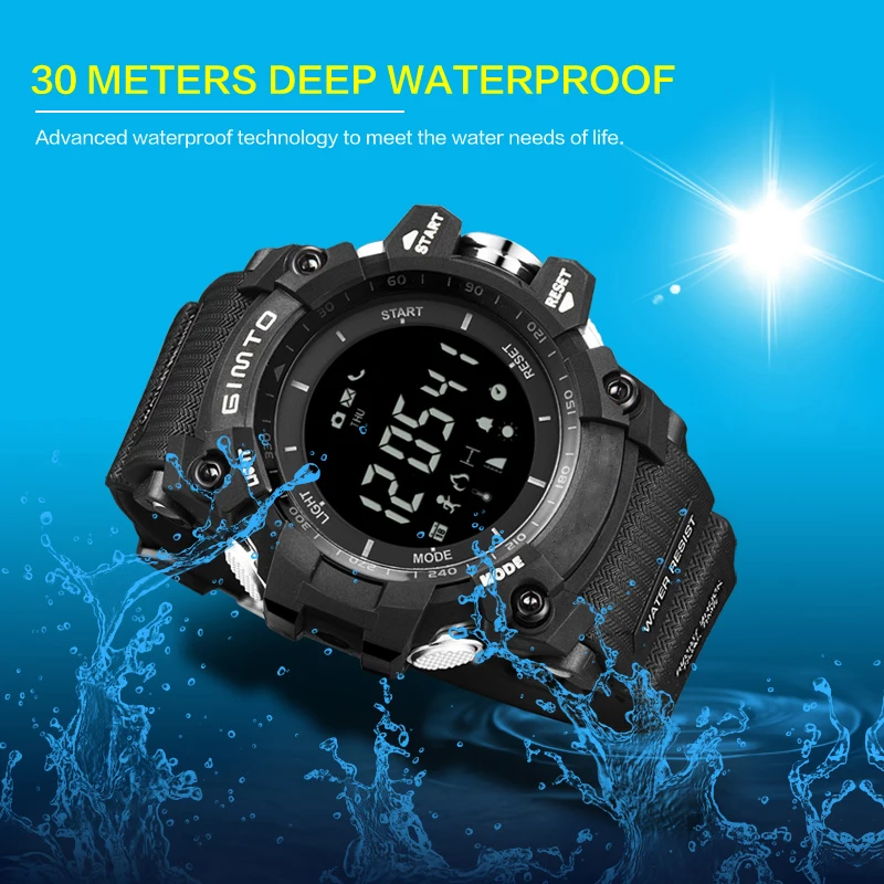 GIMTO цифровые спортивные часы для мужчин барометр Шагомер Smartwatch водостойкий