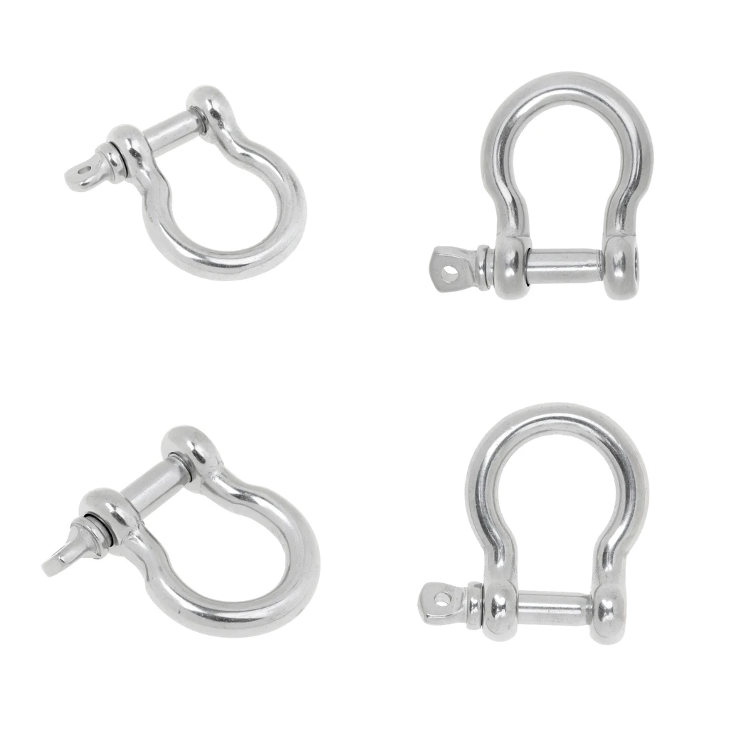 

4Pcs Marine Boat Chain Rigging Bow Shackle 304 Stainless Steel 6mm & 8mm