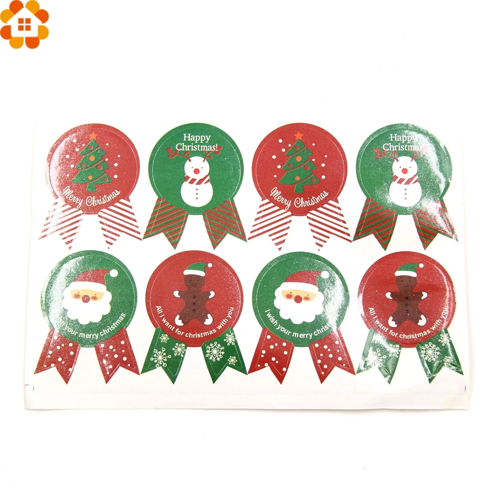80 шт рождественские наклейки Санта Клаус и деревья бумажный мешок печенье