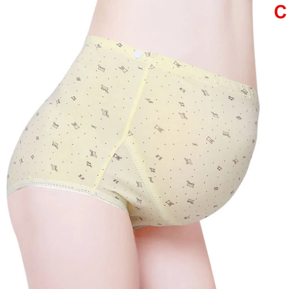 yellow C Женское нижнее белье с высокой талией для поддержки живота, одноцветные эластичные трусики для беременных NSV775 - Цвет: yellow C