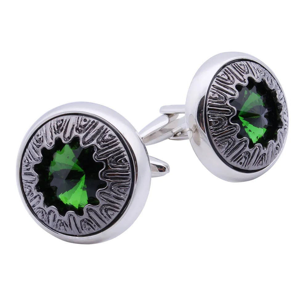 Роскошный круглый зеленый французский рубашка манжеты узлов Для мужчин подарок