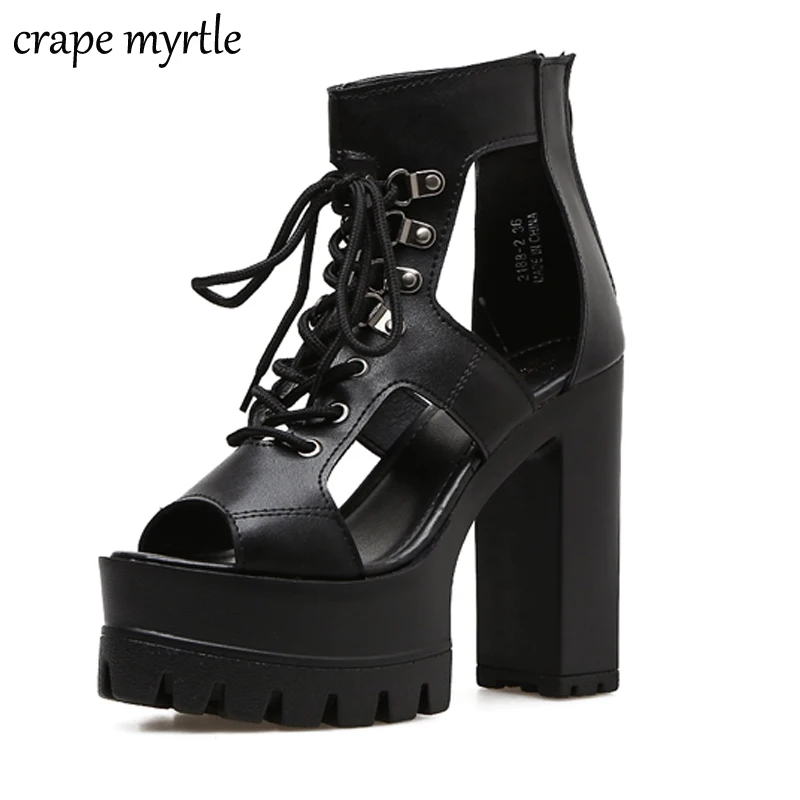 Толстые сандалии Женская обувь в стиле панк Женские гладиаторы на высоком