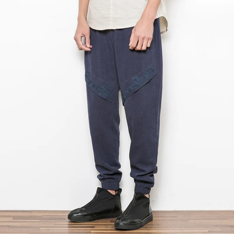 Новые модные брюки мужчины 2017 сезон: весна–лето простой ретро леггинсы карманы