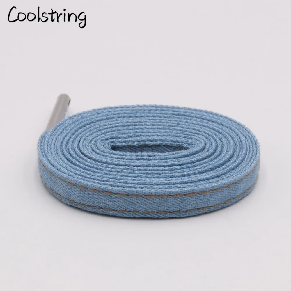 Coolstring 8 мм Премиум плоские джинсовые шнурки металлические Aglet классические шнурки подгонять ваши ноги синий черный шнурки для кроссовок