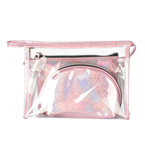 light pink AUTEUIL, модные туалетные принадлежности, органайзер для путешествий, для женщин, ПВХ, прозрачная косметичка, на молнии, косметичка для бассейна - Цвет: light pink
