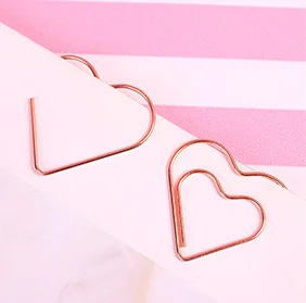 Love heart 1 шт. мультфильм розовое золото металлический зажим для бумаги закладки памятки зажимы кавайные канцелярские школьные канцелярские принадлежности - Цвет: Love heart