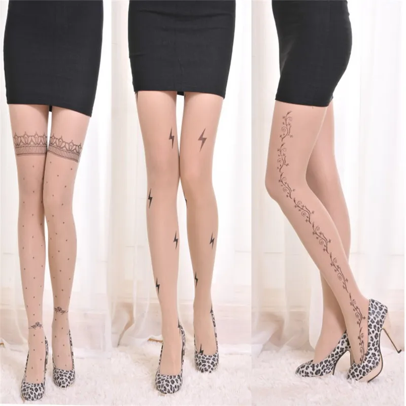 1 шт. Новые Модные женские сексуальные колготки с татуировкой чулочно-носочные