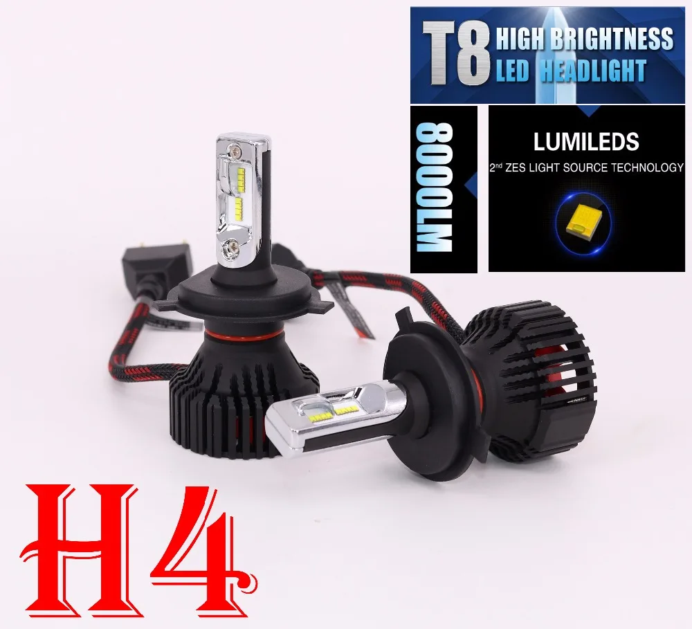 1 компл. H4 H7 H8 H9 H11 9005 9006 60 Вт 8000LM T8 светодиодные фары lumiled зэс чипы вентилятор Чистый белый 6500 К все-в-одном 12/24 В авто лампы