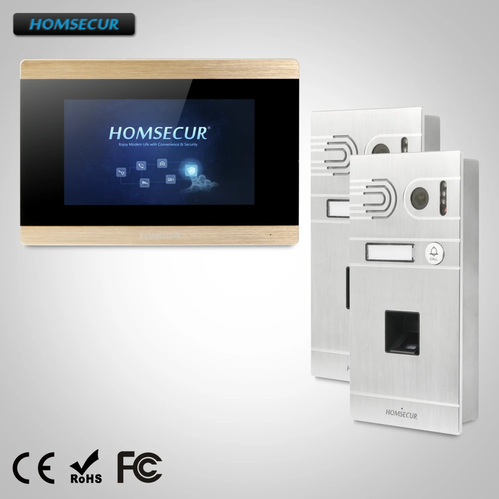 HOMSECUR 7 &quotВидеодомофон Система вызова + камера с отпечатками пальцев для квартиры