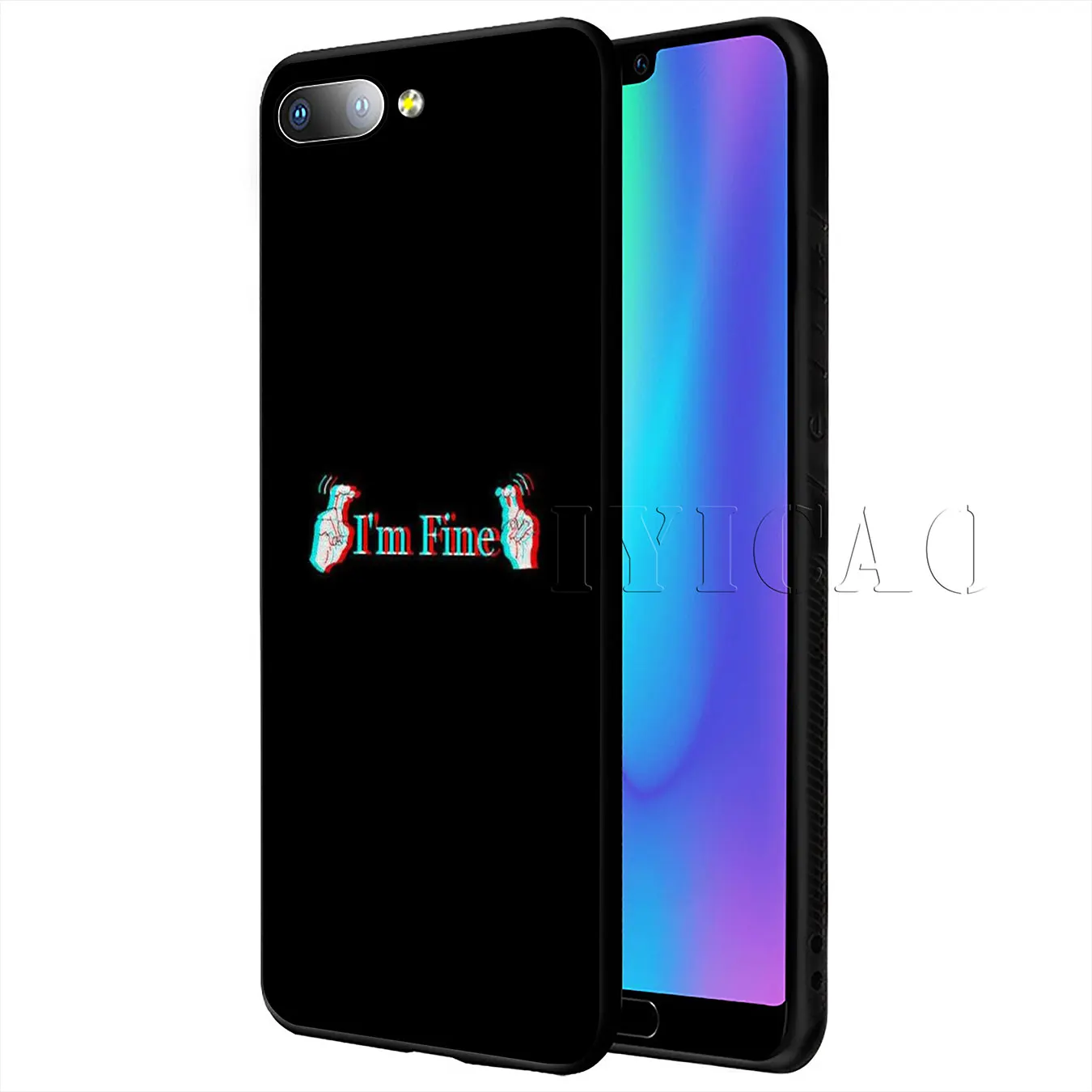 IYICAO цветной текст на черном фоне мягкий чехол для Huawei P20 Pro P10 P8 P9 P30 Lite Mini 2017 P Smart
