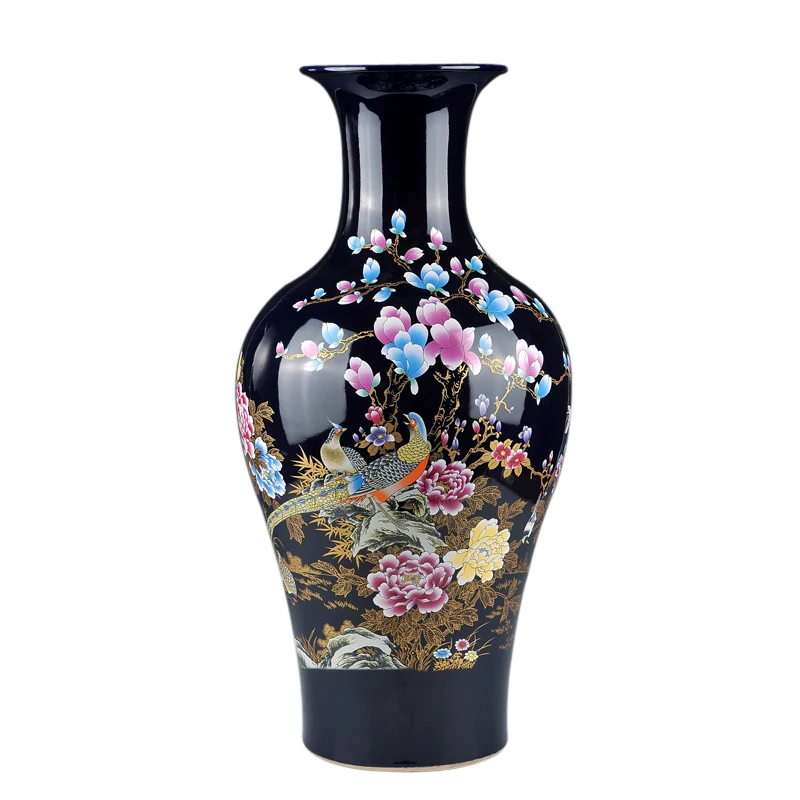 Керамическая ваза для цветов с синим пионом Jingdezhen французский рыбий хвост