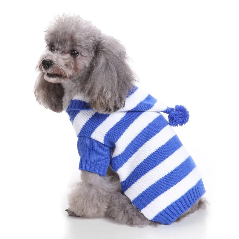 Новый вонючий G бордовый в полоску свитер для собаки с Hat Pet осень и зима Одежда