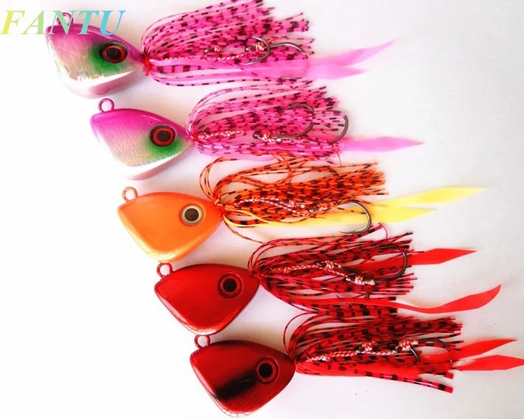 

FANTU Fishing Boat Lure 150g Lead Head Fish Sea Fishing Rubber Jig Spinnerbait With Skirt 3/0# Hook