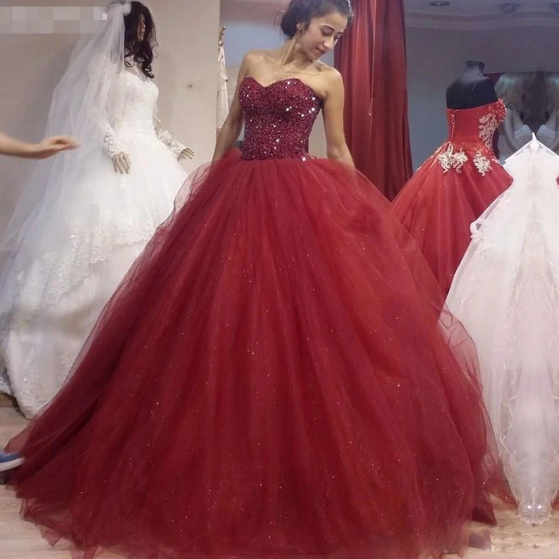 Винтаж бордовый Бисер бальное платье без бретелек Quinceanera задняя часть корсета Слои сладкий 15 Quinceanera платье развертки бальное платье для процессии Выходные туфли на выпускной бал