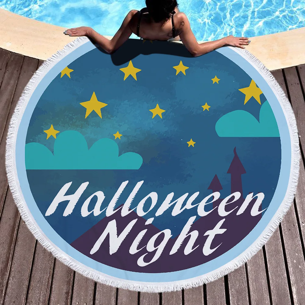 Круглое пляжное полотенце Helloween из микрофибры с кисточкой Круглый Гобелен для