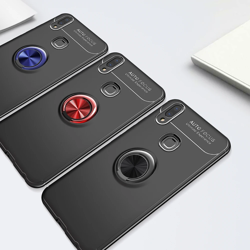 Магнитный чехол KEYSION для VIVO V9 мягкий силиконовый матовый с кольцом-держателем