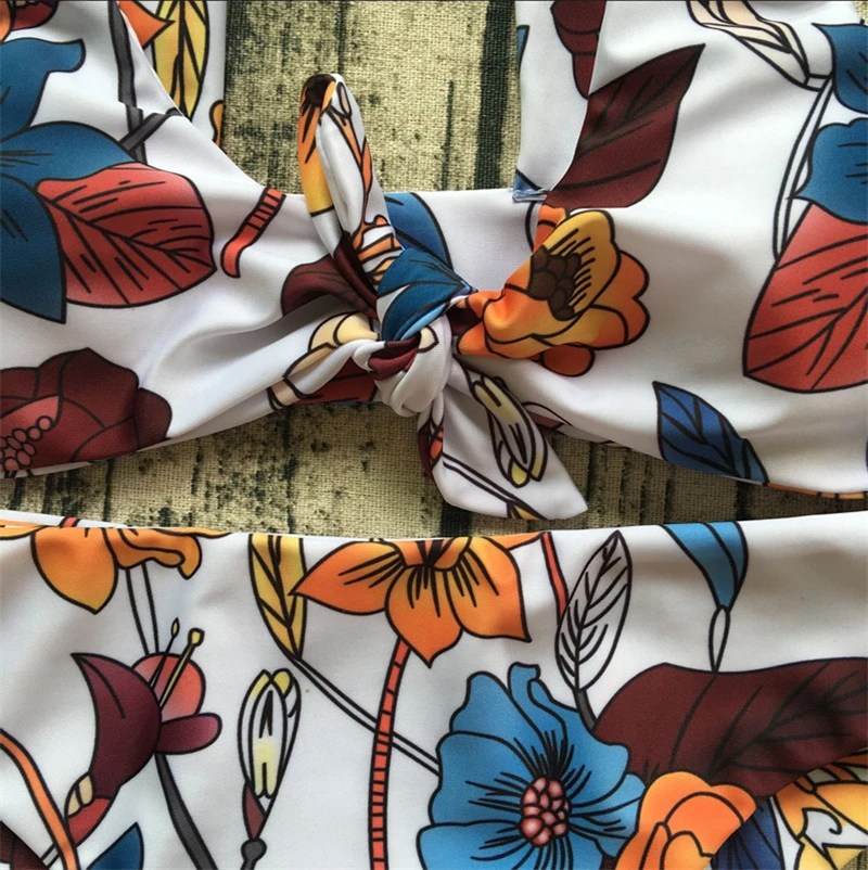 Купальник с цветочным принтом женский купальник бикини открытыми плечами