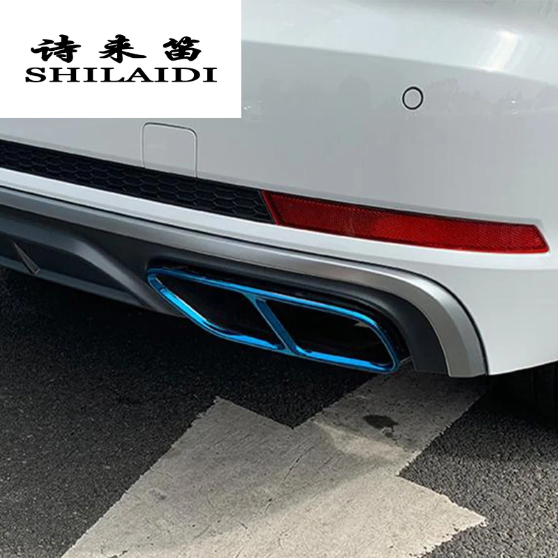 

Car styling Rline Tail Throat Exhaust Pipe For Audi A4 B9 2019 tail pipe Auto exhaust pipe cover Sticker muffler tip accessories