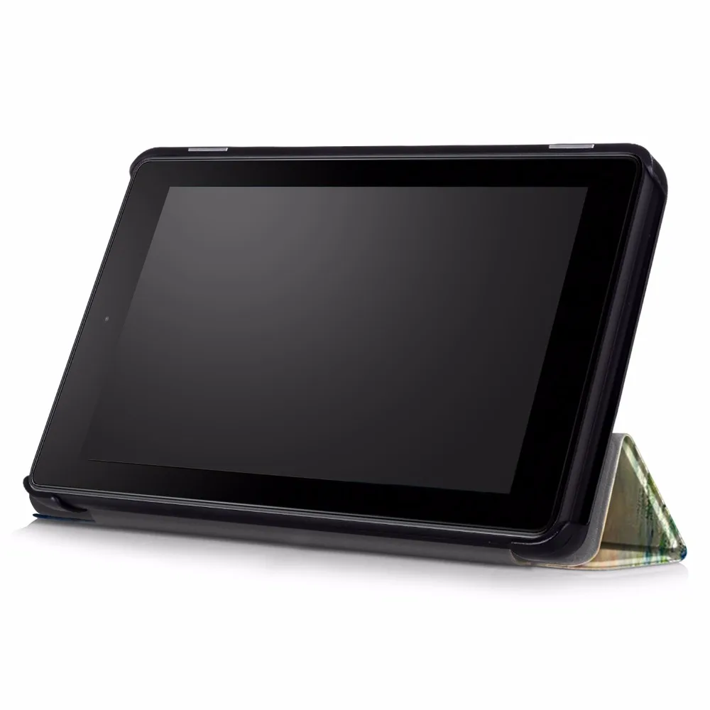 Для Amazon Новый Kindle Fire 7 2017 0 дюймов чехол тонкий для огонь Smart печати флип кожа Стенд