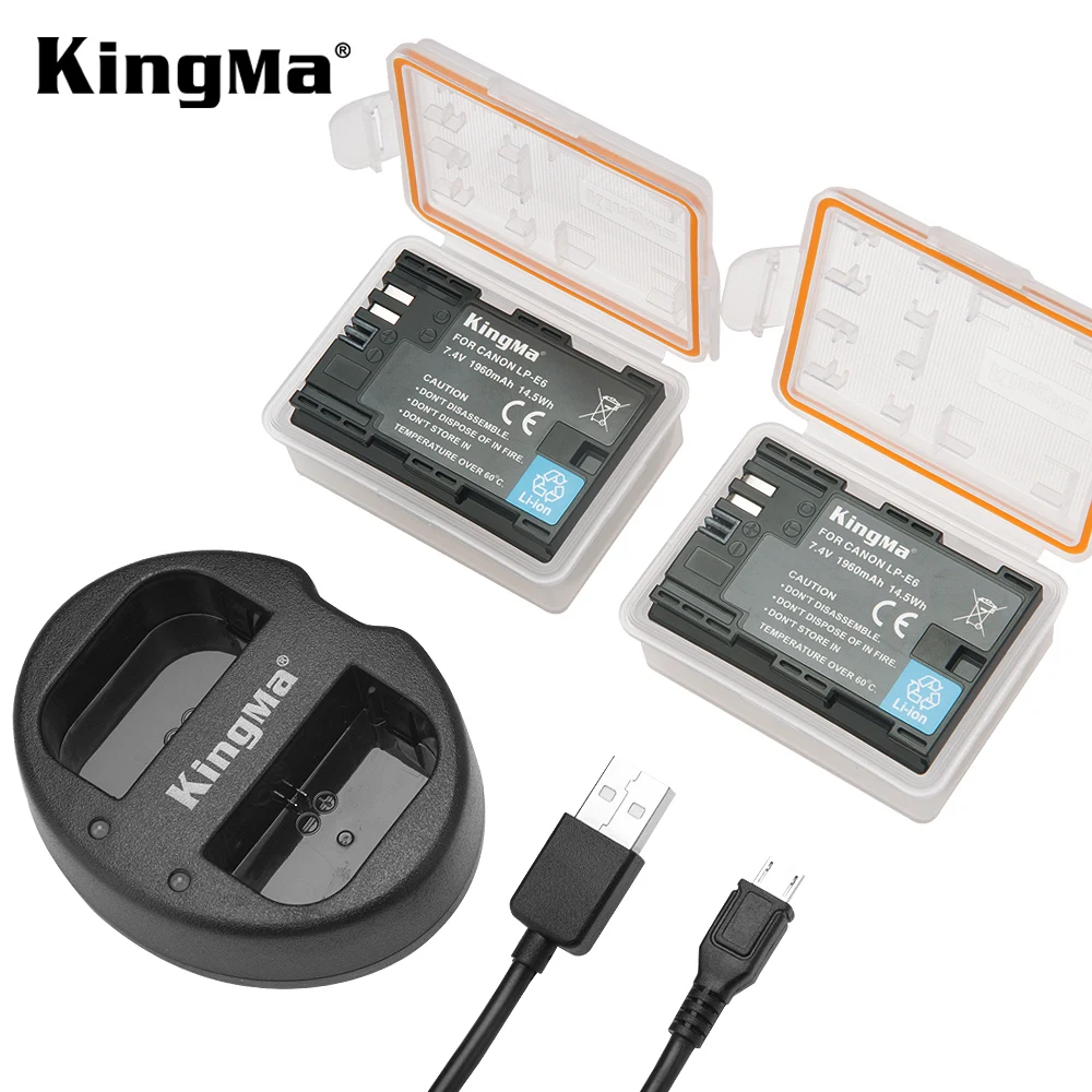 Аккумулятор KingMa LP E6 LPE6 LP-E6 E6N + двойное зарядное устройство для камеры Canon EOS 5D3 5D4 5DS R