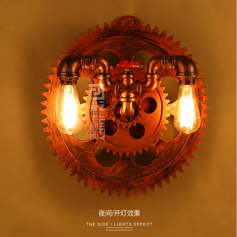 Чердак винтажный промышленный E27 Эдисон кованого железа шестерни настенный