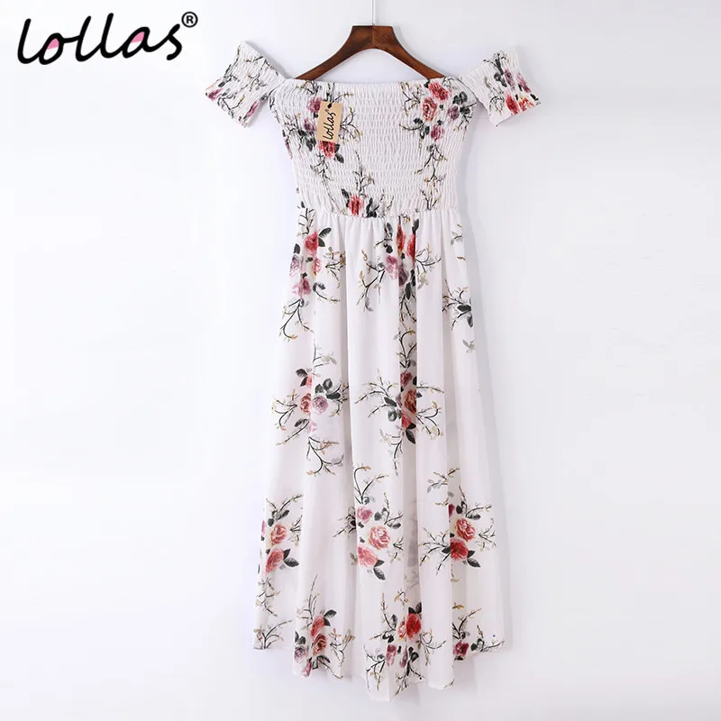 

Lollas сбоку Разделение с открытыми плечами с принтом короткое платье; Для женщин юбка с завышенной талией, плиссированные летнее платье элега...