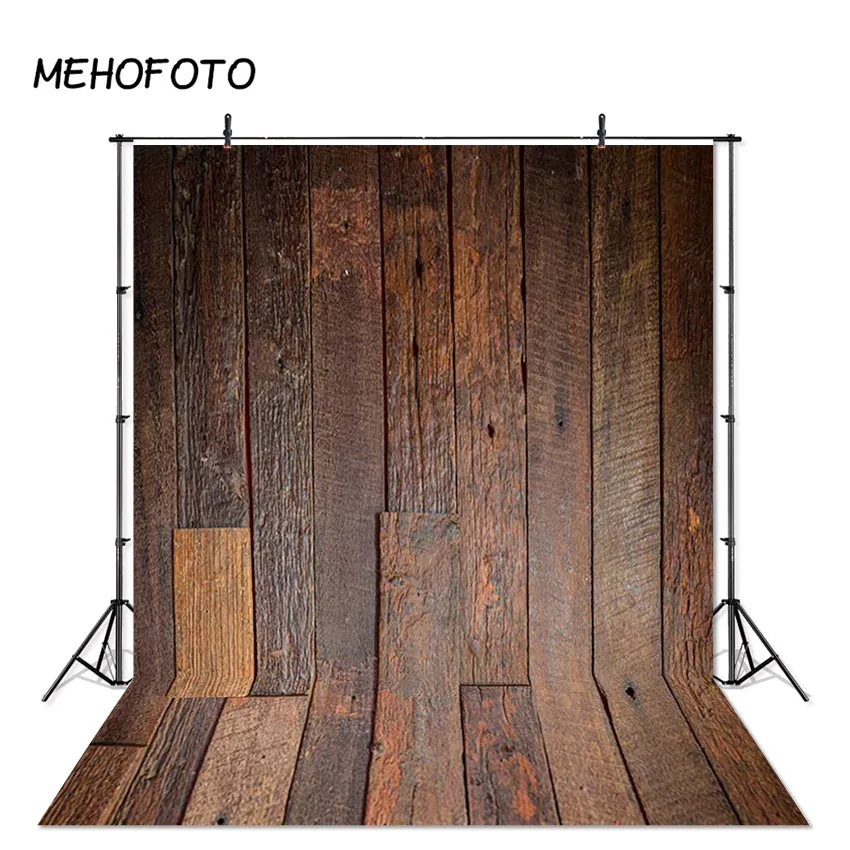 Фон для студийной фотосъемки с деревянным полом MEHOFOTO темно коричневый