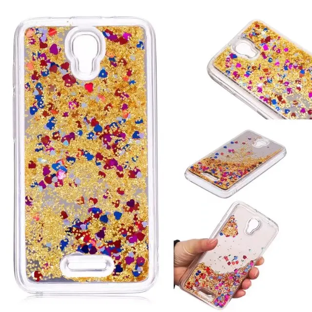 Для Alcatel Pixi 4 чехол жесткий жидкий зыбучий песок блестящий прозрачный защитный