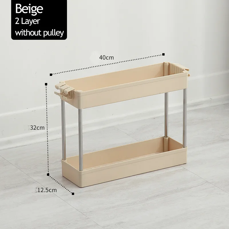 Beige S-2 Layer Uengage Ванная комната Пластик стеллаж для выставки товаров колеса тонкий слайд башня легко подвижные собрать Кухня хранения дома Организатор полка - Цвет: Beige S-2 Layer