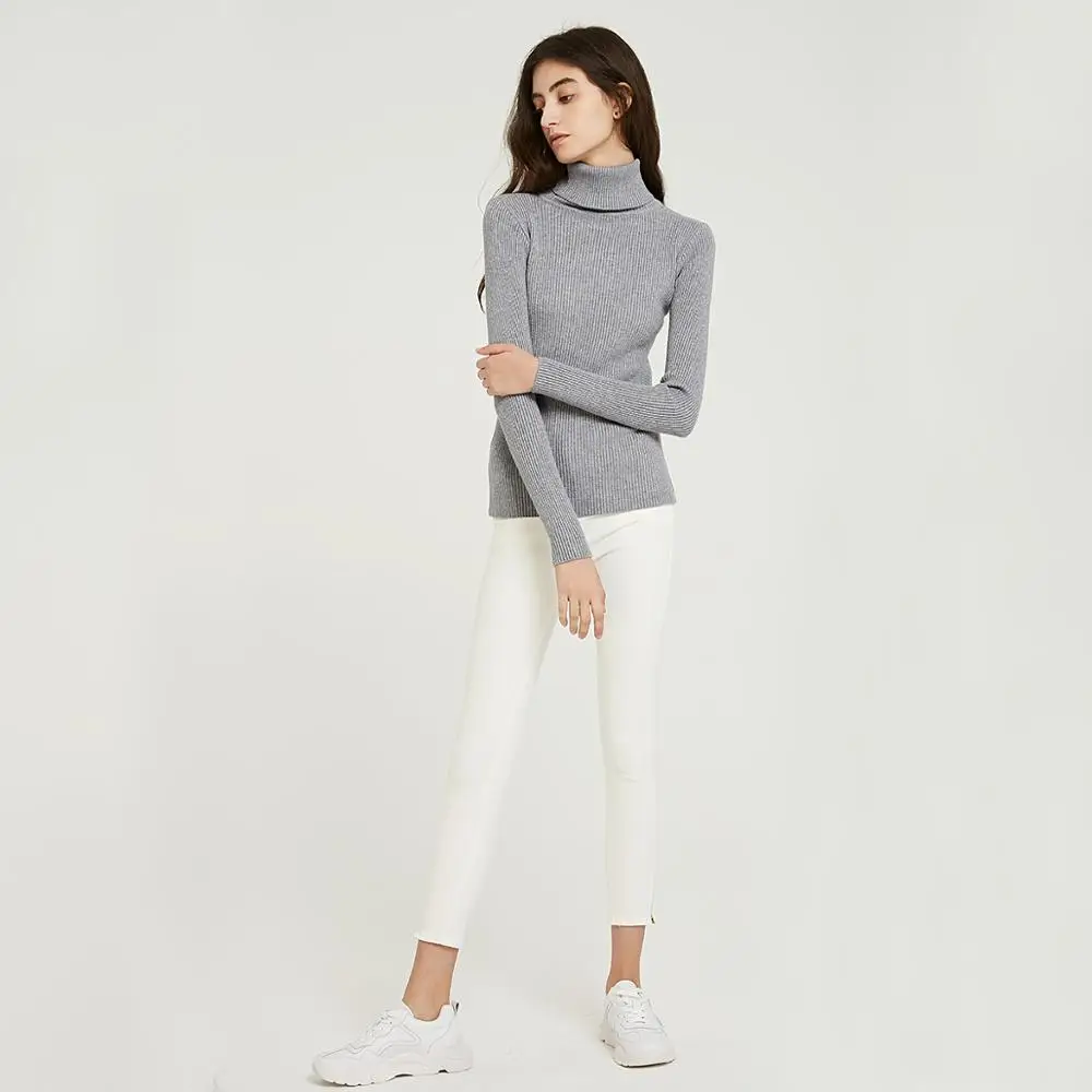 

Wixra Solid Sweaters 2019 Autumn Winter Female Turtleneck Casual Slim Ladies Knitted Sweater Pullovers Women's Jumpers
