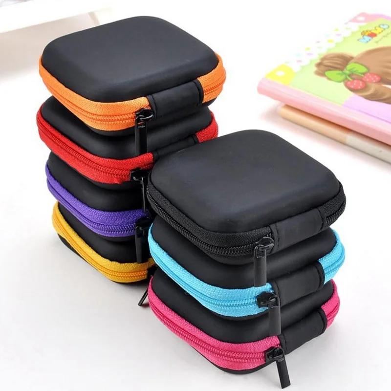 2pcs Square Earphone Box Headset Wire Organizer Data Line Cable Storage Container 7*7*2.6CM Headphone Protective | Электроника