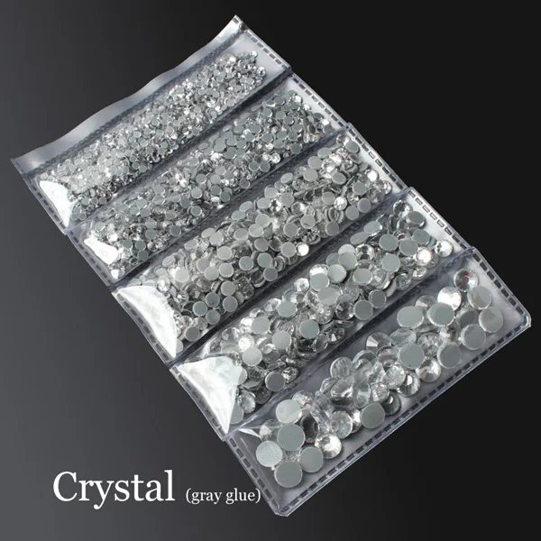 Crystal(gray glue) 2000 шт разные размеры Горячая фиксация Стразы SS6-SS30 5 размеров отдельная упаковка с плоской задней частью камни - Цвет: Crystal(gray glue)