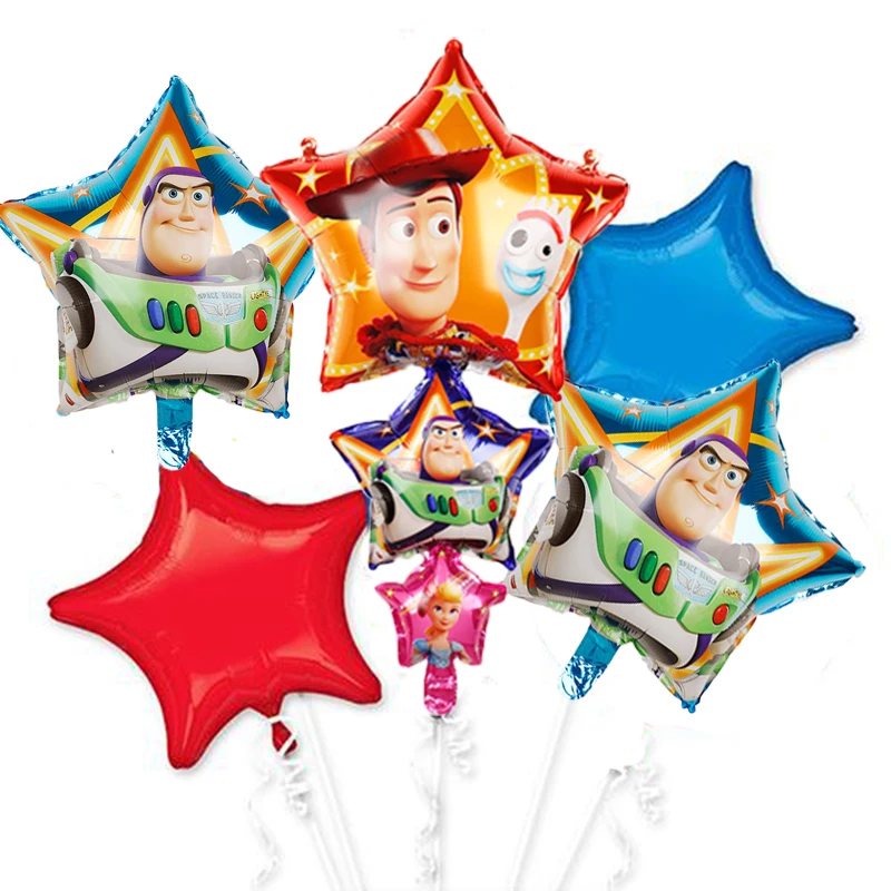 1set -6pcs 1 Набор игрушек история Базз светильник год воздушные шары мультфильм фольга гелий 40 дюймов номер синие шары История игрушек с днем рождения шары - Цвет: 1set -6pcs