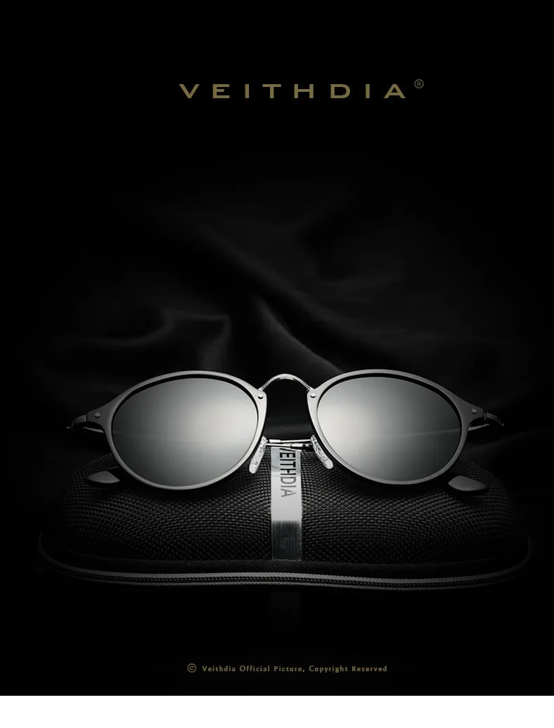 Бренд VEITHDIA, модные солнцезащитные очки унисекс с логотипом, поляризованные зеркальные солнцезащитные очки для вождения, круглые мужские очки для мужчин и женщин