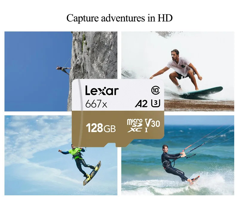 Lexar Micro SD карта слот для карт памяти 128 Гб Профессиональный флеш-карты памяти TF 90 МБ/с. V30 667x C10 флеш-карта A2 U3 для спортивной экшен-камеры 4K видео