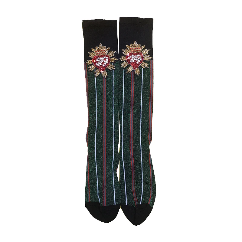 2020 Rushed New Pug Women Socks Sokken Calcetines Mujer Funny Original Personality Tide Brand Vertical Stripes Love Diamonds