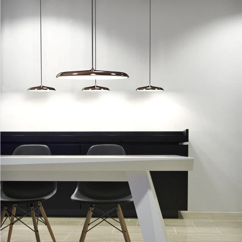 

Modern led pendant lamp Art Design metal iron suspension ufo Round Plate lights fixture creative thin nordic hanging living room