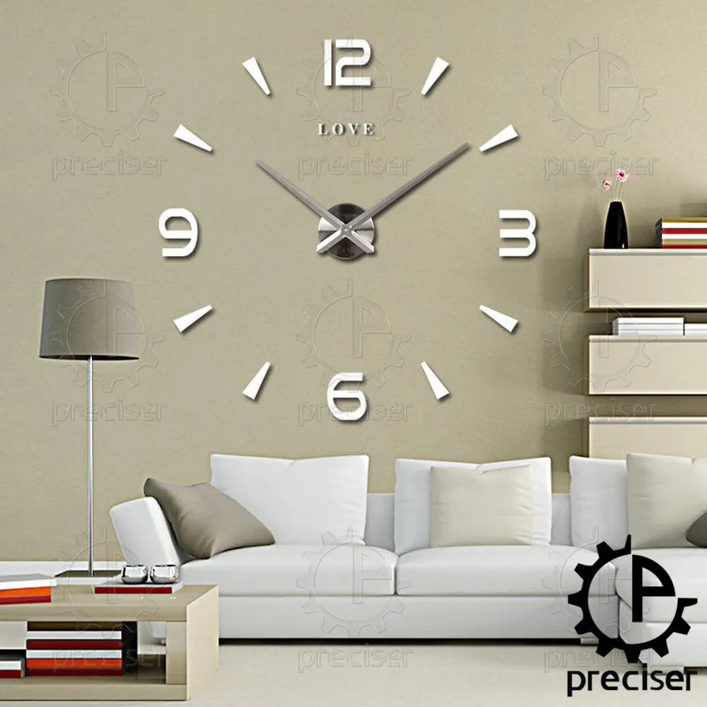 Love Letters Arabic Digital 3D Wall Clock Modern Design Large Diy Wall Clocks Self-adhensive Wall Stickers