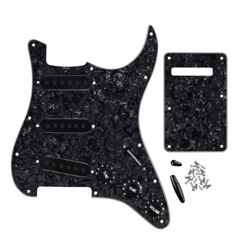 Набор наконечников для гитары FLEOR Black Pearl 11 отверстий SSS ST|pickup cover|guitar pickguardvolume knob |